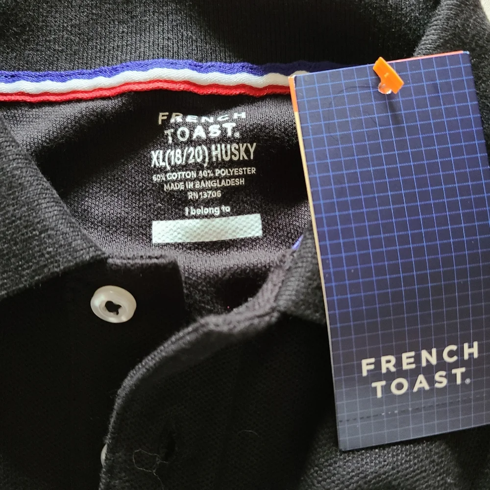 French Toast Black Polo Shirt Boys Size XL (18/20) Husky NWT